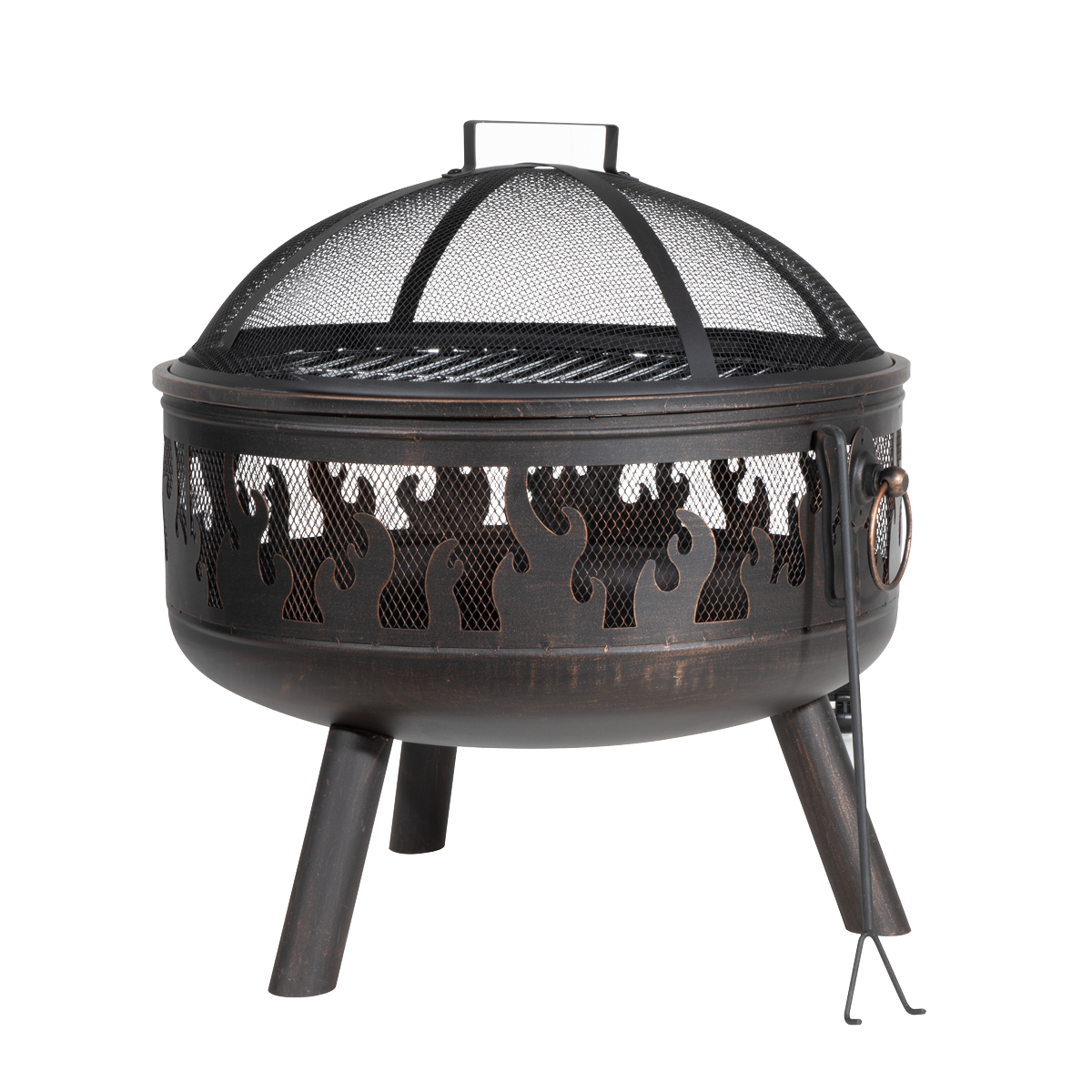 Sealey DG117 Dellonda Deluxe Firepit Fireplace Outdoor Patio Heater, Cooking Grill & Poker