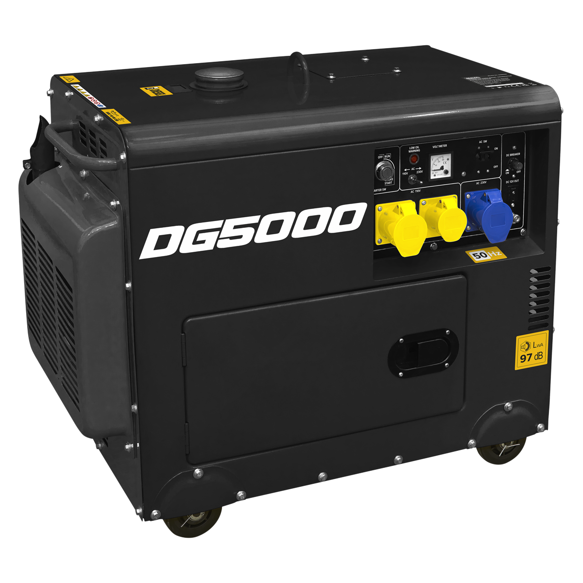 Sealey DG5000 Diesel Generator - 4-Stroke Engine 5000W 110/230V