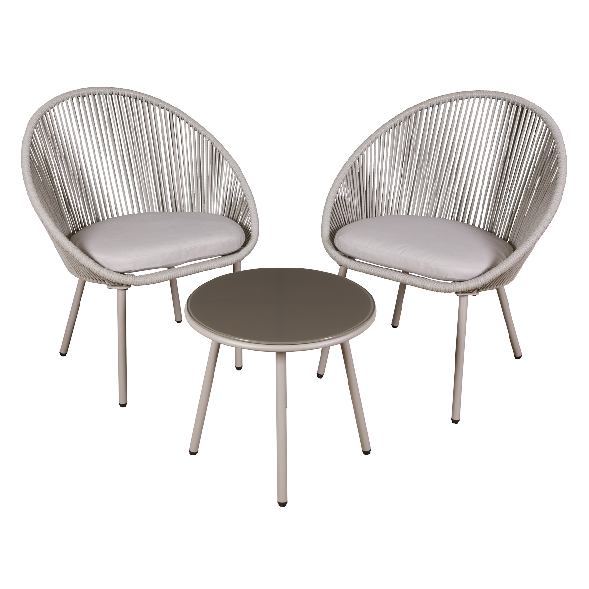 Sealey DG55 Dellonda Como 3-Piece Steel Bistro Set with Tempered Glass Top - DG55