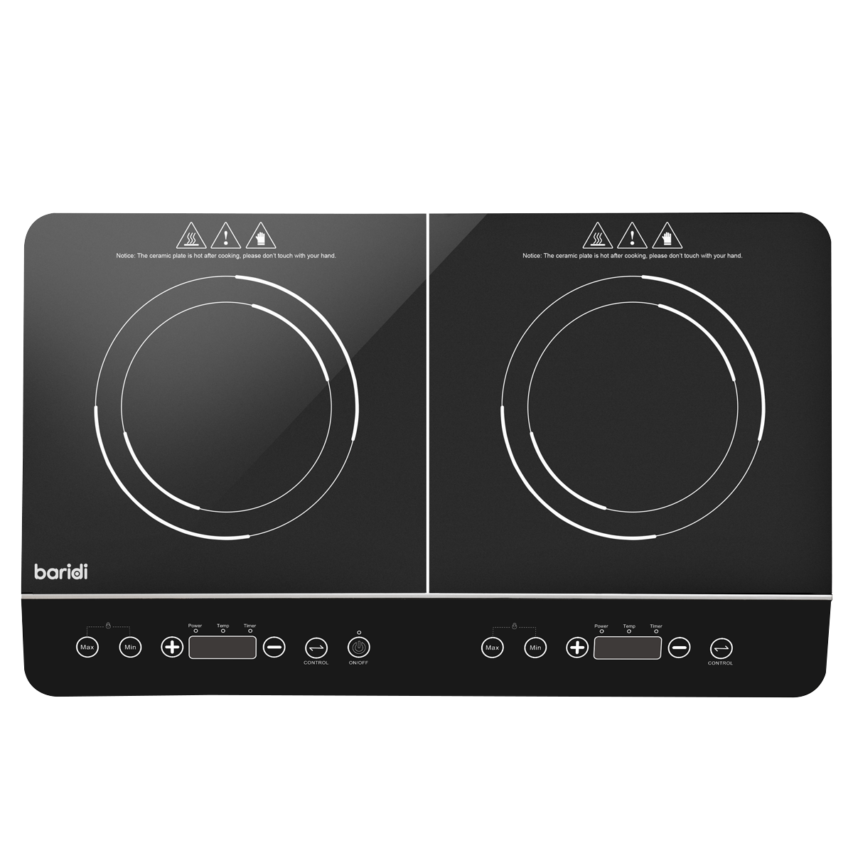 Sealey DH146 Baridi Portable Induction Hob: Two Zone Cooktop with 13A Plug, 2800W, 10 Power Settings, Touch Controls, 3-Hour Timer Function, Child Safety Lock, Black