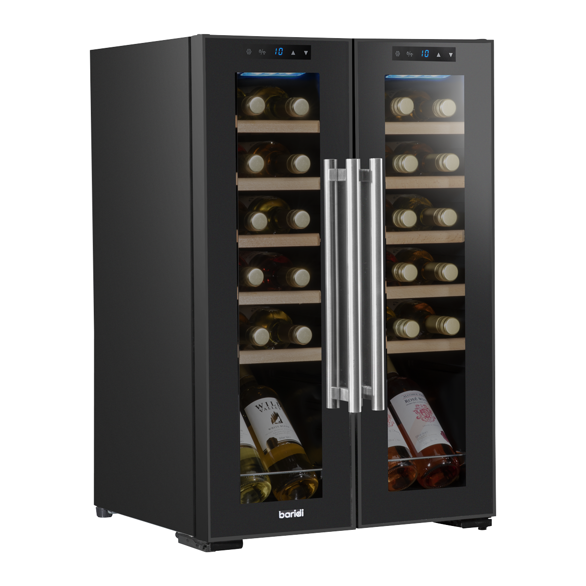 Sealey DH97 Baridi 24 Bottle Dual Zone Wine Cooler, Fridge, Touch Screen, LED Light Black and Mirror Glass Door