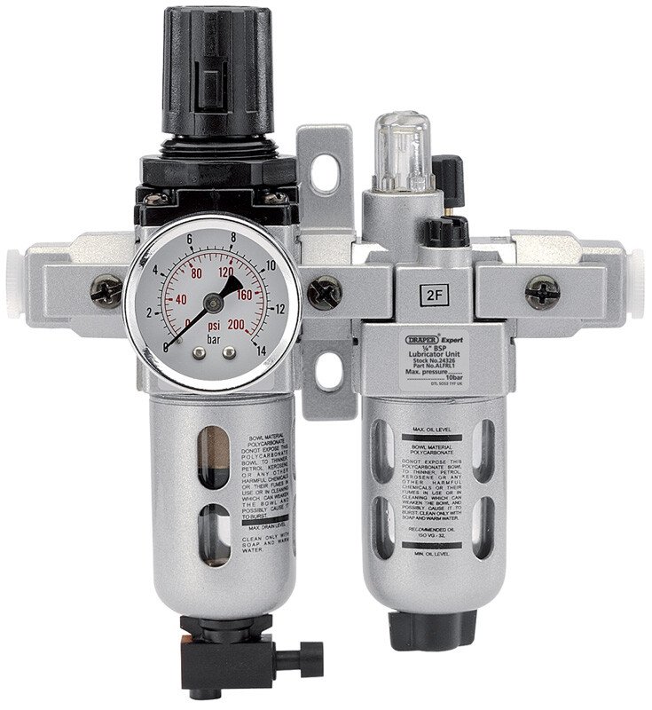 Draper 24326 ALFRL1 1/4" BSP Combined Filter/Regulator/Lubricator Unit