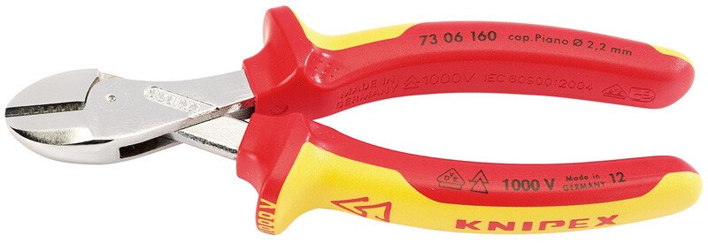 Knipex 73 06 160SB VDE 'X Cut' High Leverage Diagonal Side Cutters 25885