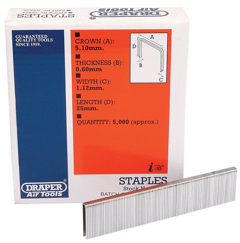 Draper 59839 AAS25 25mm Staples (5000)