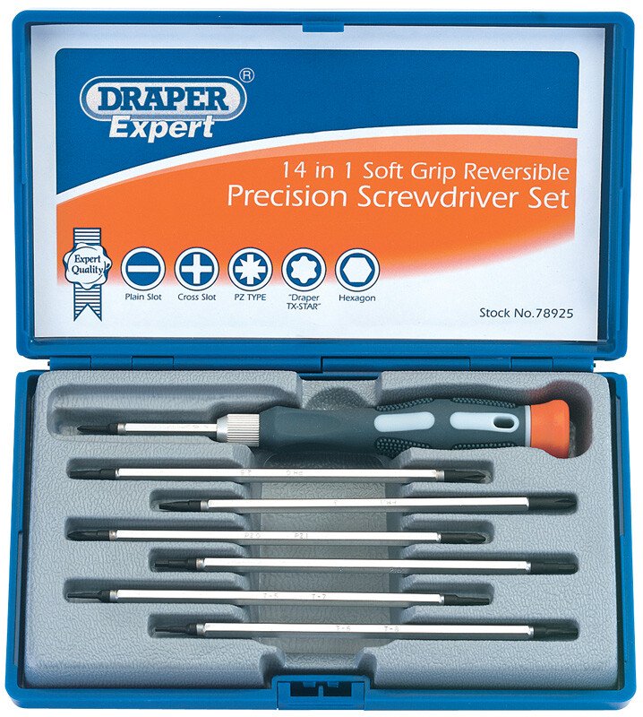 Draper 78925 PSS14R Expert 8 Piece Reversible Precision Screwdriver Set