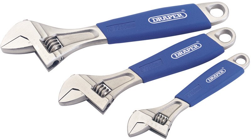 Draper 88598 380CD/SG3 3 Piece Soft Grip Adjustable Wrench Set