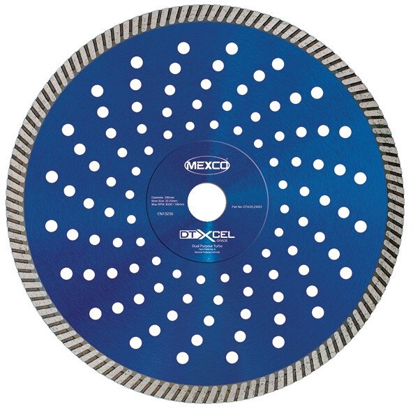 Mexco DTXCEL23022 230mm Dual PurposeTurbo Xcel Grade Diamond Blade