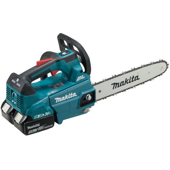 Makita DUC306PT2 Twin 18V Brushless Top Handle Chainsaw 30cm LXT with 2x 5.0Ah Batteries and DC18RD Twin-Port Charger