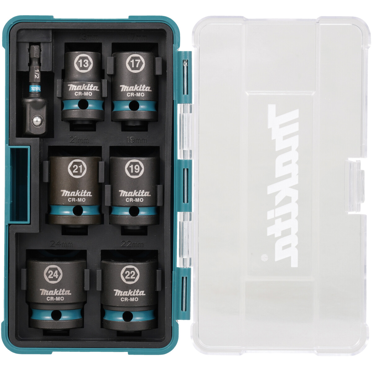 Makita E-16592 7 Piece Impact Black Socket Set 1/2" SQDR 13-24mm