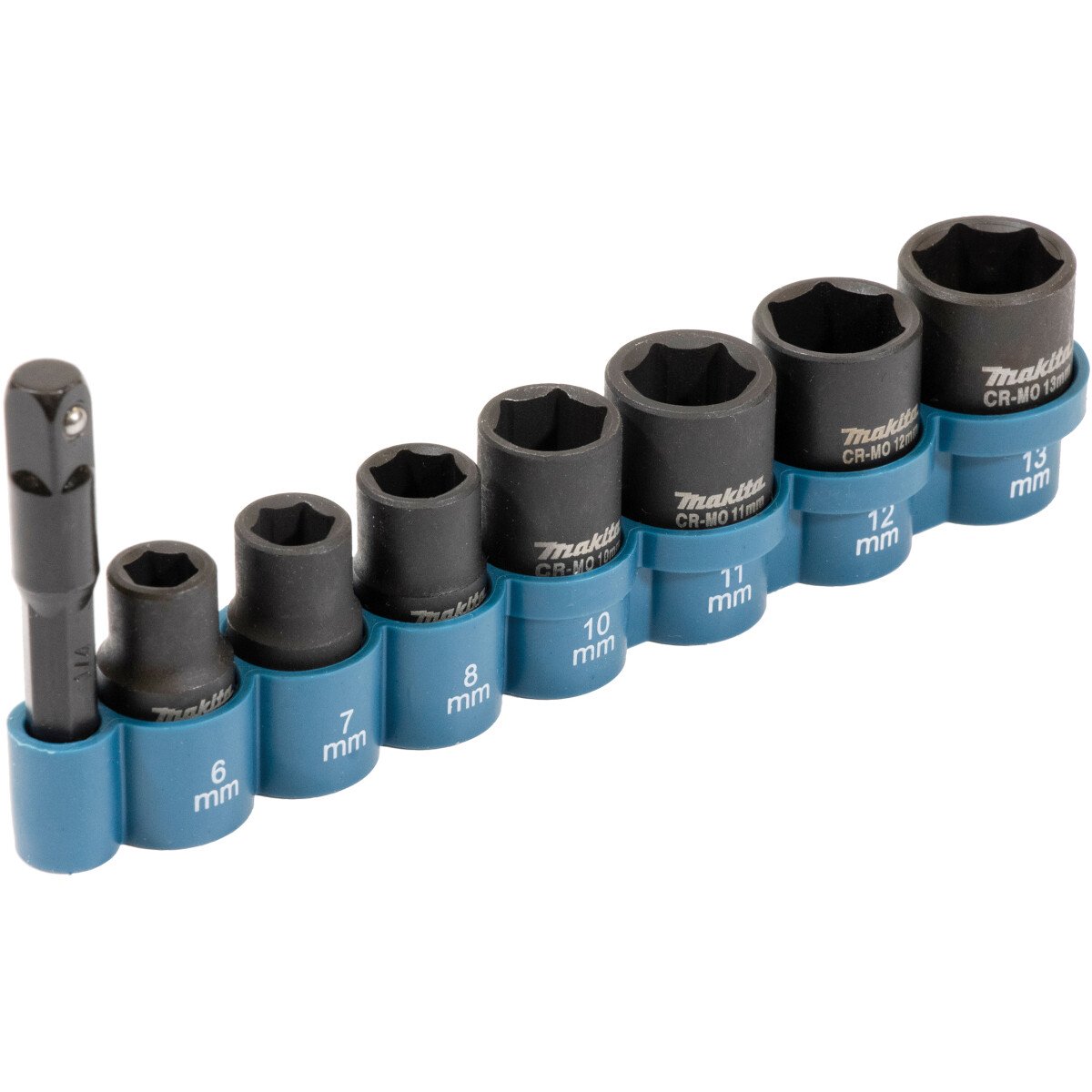 Makita E-12289 Impact Black 1/4" 8 Piece Socket Set with 1/4" Hex Adaptor