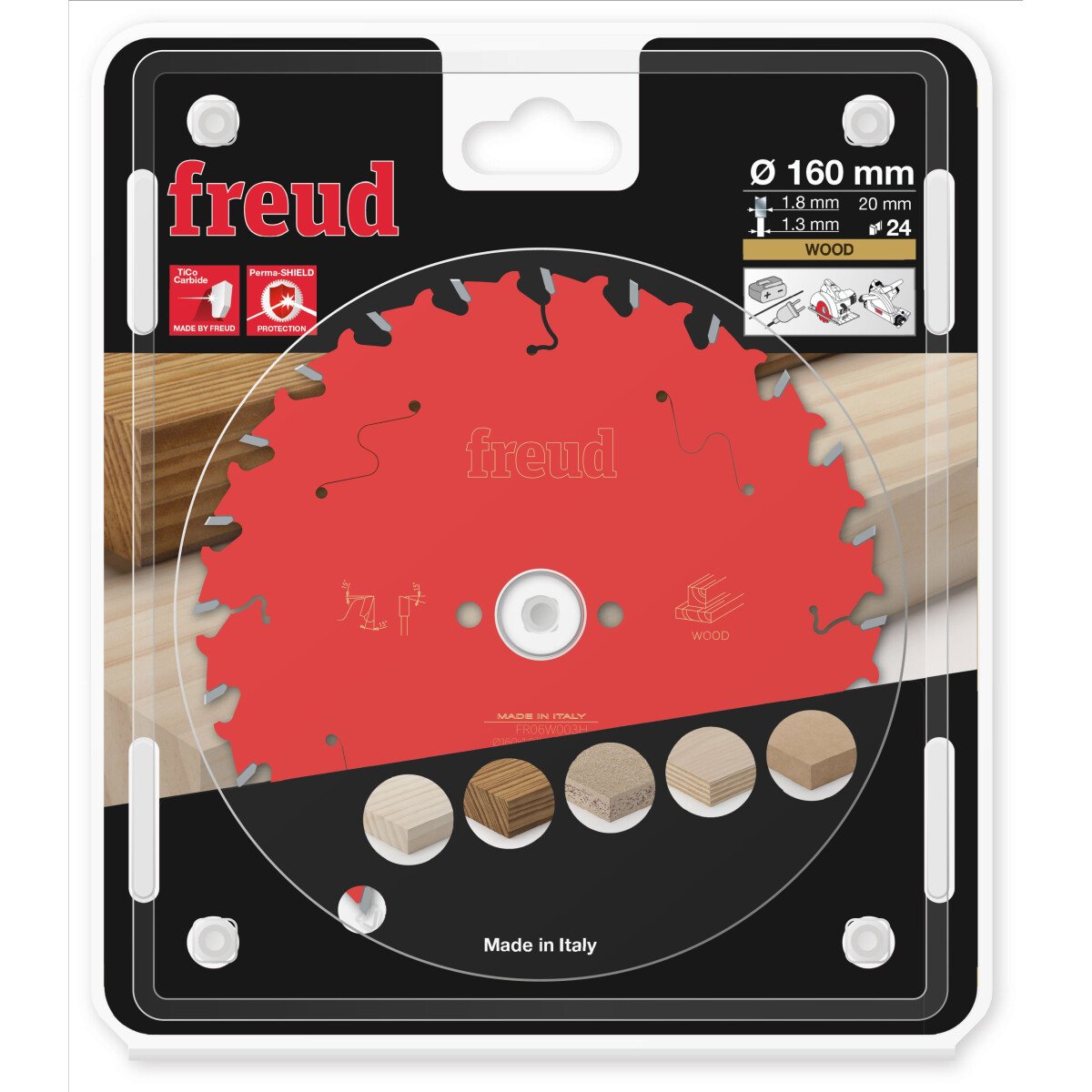 Freud F03FS09675  Circular Saw Blade for Wood 160mm X 20mm x 24T