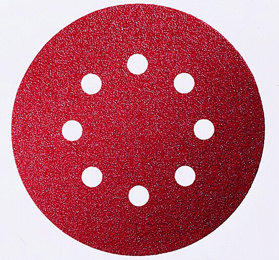 Bosch 2608605643 Red Wood (Velcro), 8 holes. 125x8 G120 (5 Packets of 5)