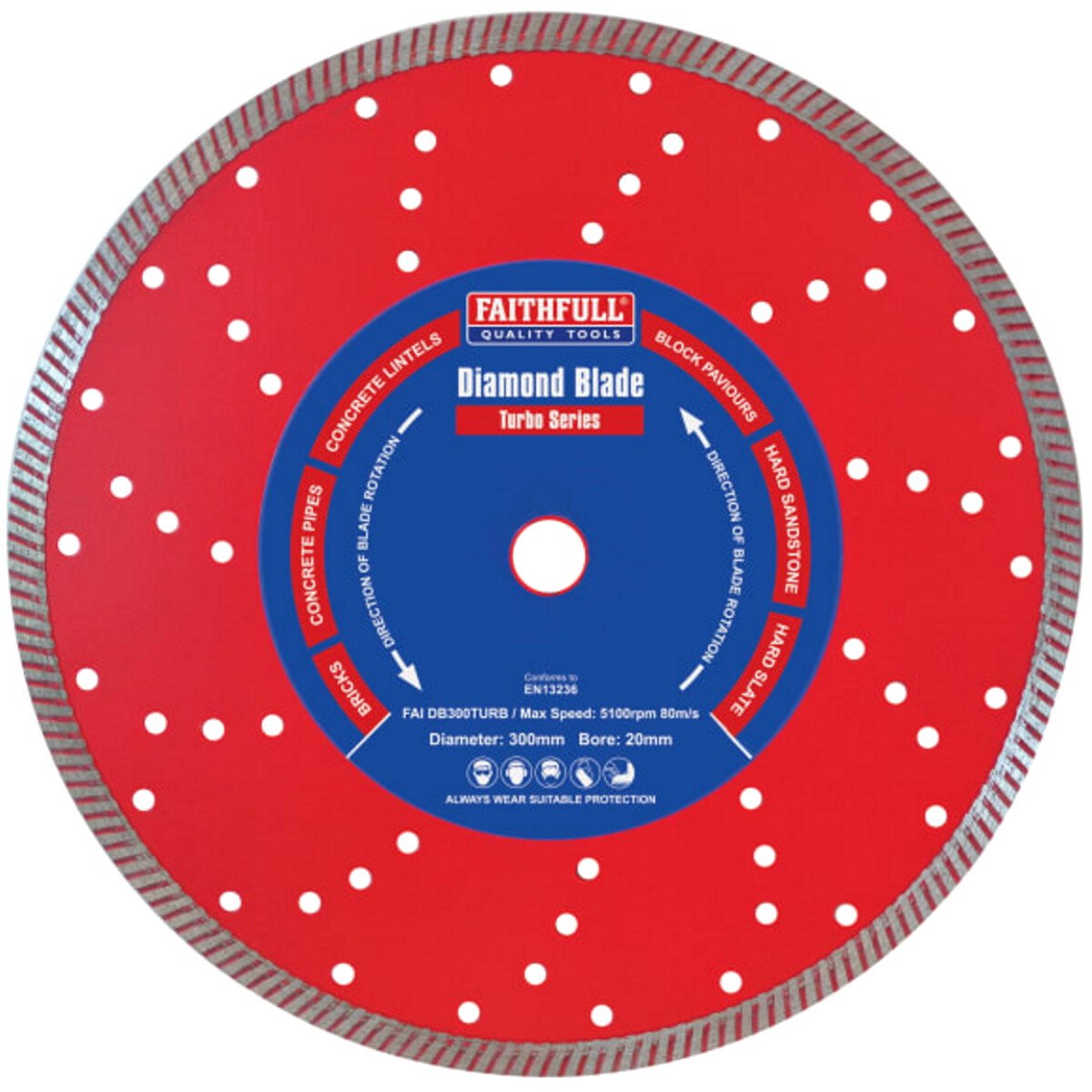 Faithfull FAIDB300TURB Turbo Cut Diamond Blade 300 x 20mm
