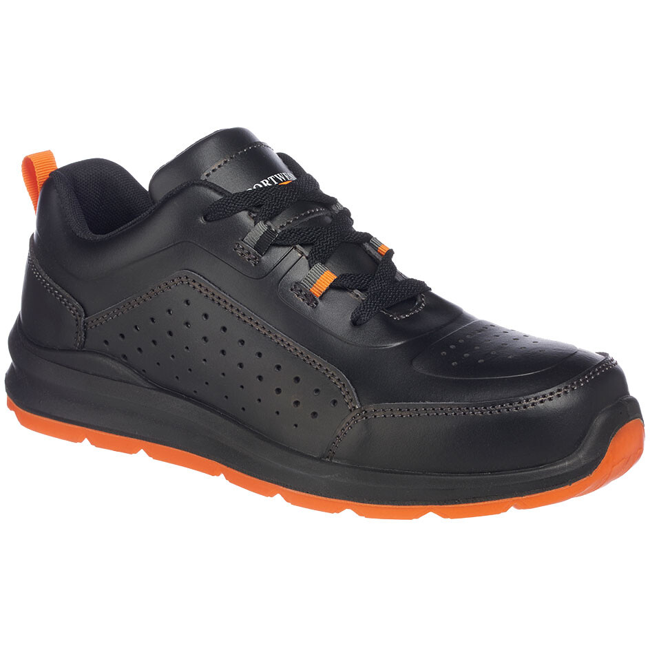 Portwest FC09 Compositelite Perforated Safety Trainer Shoe S1P - Black/Orange