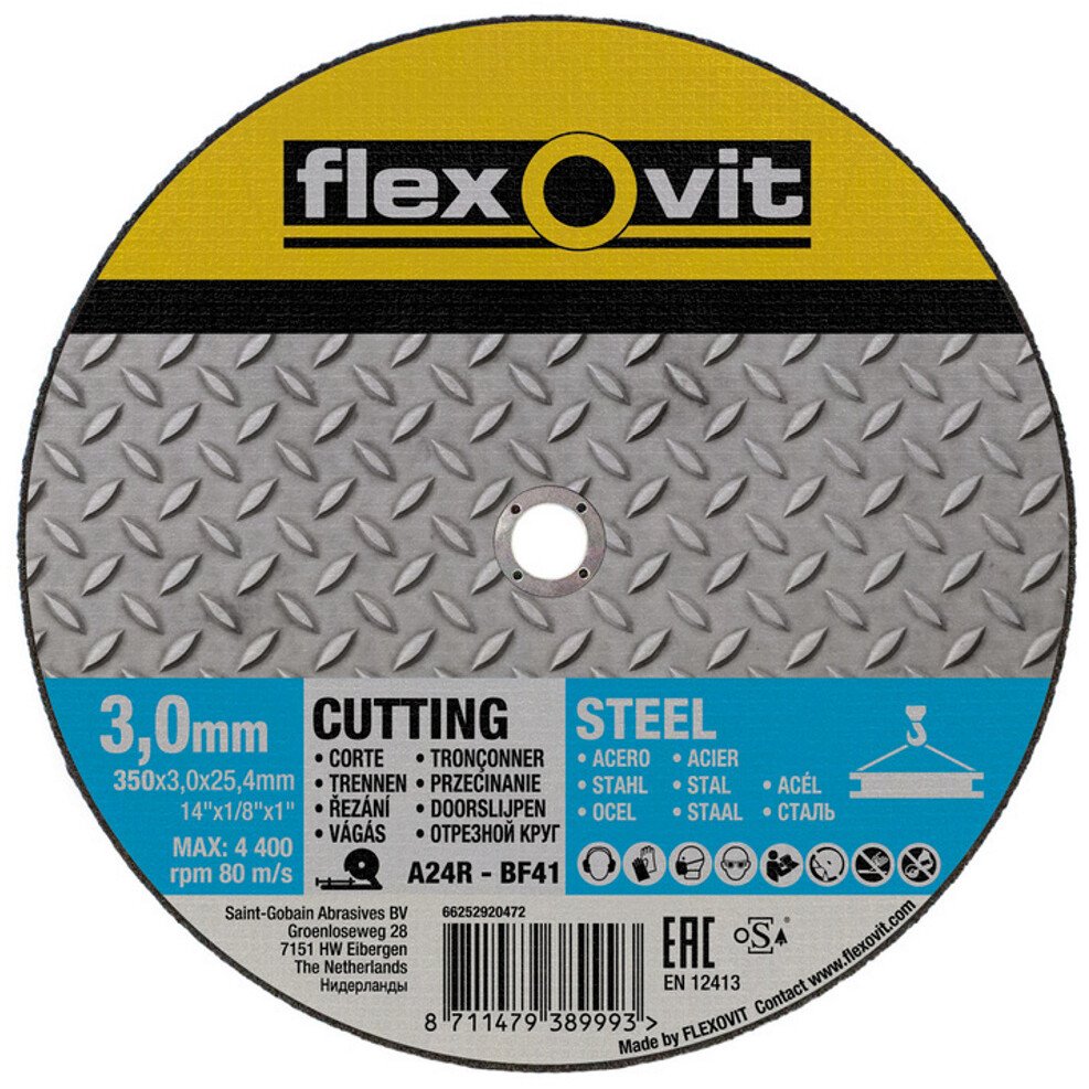 Flexovit 66252920472 A 24 R BF41 Steel Cutting Disc 350 x 3.0 x 25.4mm