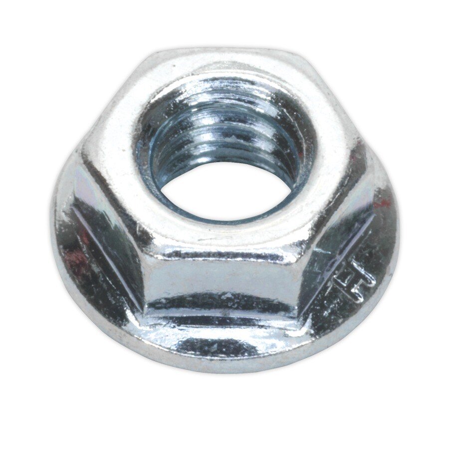 Sealey FN6 Flange Nut Serrated M6 Zinc DIN 6923 Pack of 100