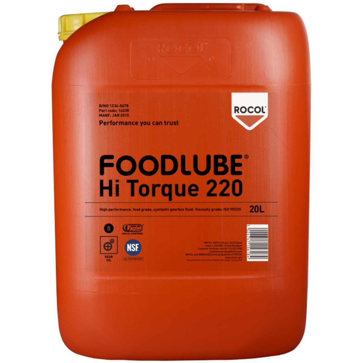Rocol 15525 Foodlube Hi Torque 220 (with SUPS) Gear Fluids (NSF Registered) 20ltr