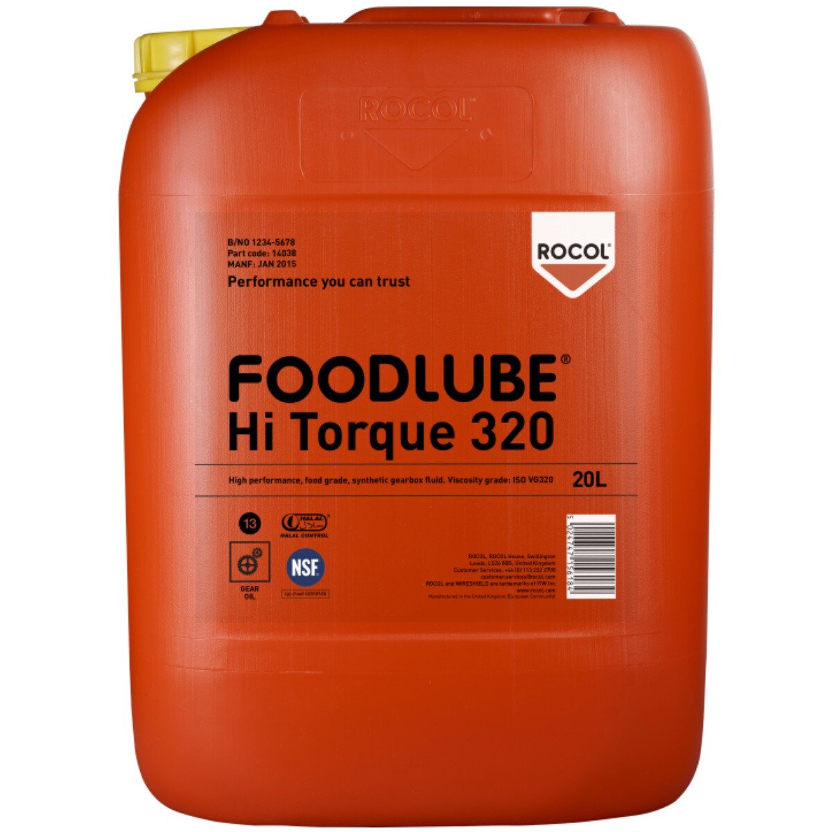 Rocol 15765 Foodlube Hi Torque 320 (with SUPS) Gear Fluids (NSF Registered) 20ltr