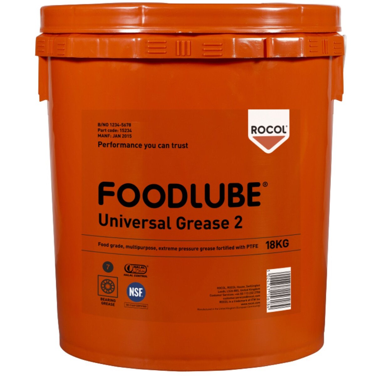 Rocol 15234 Foodlube Universal 2 Food Grade Bearing Grease (NSF Registered) 18kg