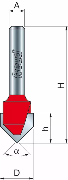 Freud 20-10225 9.5 x 9.5mm x 90 ø V Groove Bit 1/4 Shank
