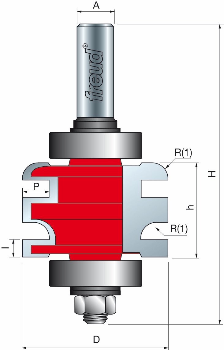 Freud 99-29050 42.9 ø x 40.5 x 22.0mm Combined Rail & Stile Bit 1/2 Shank