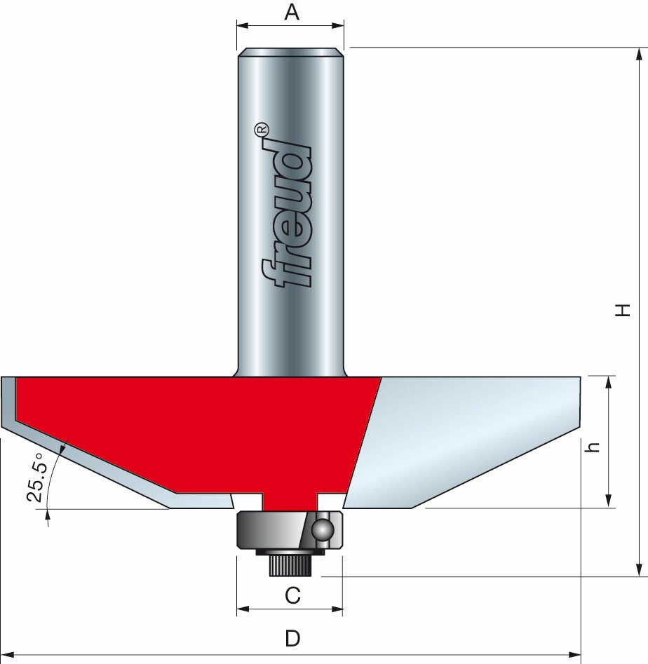 Freud 99-51150 69.9 ø x 16.3 x 12.7mm 2 + 2 Raised Panel Bit 1/2 Shank
