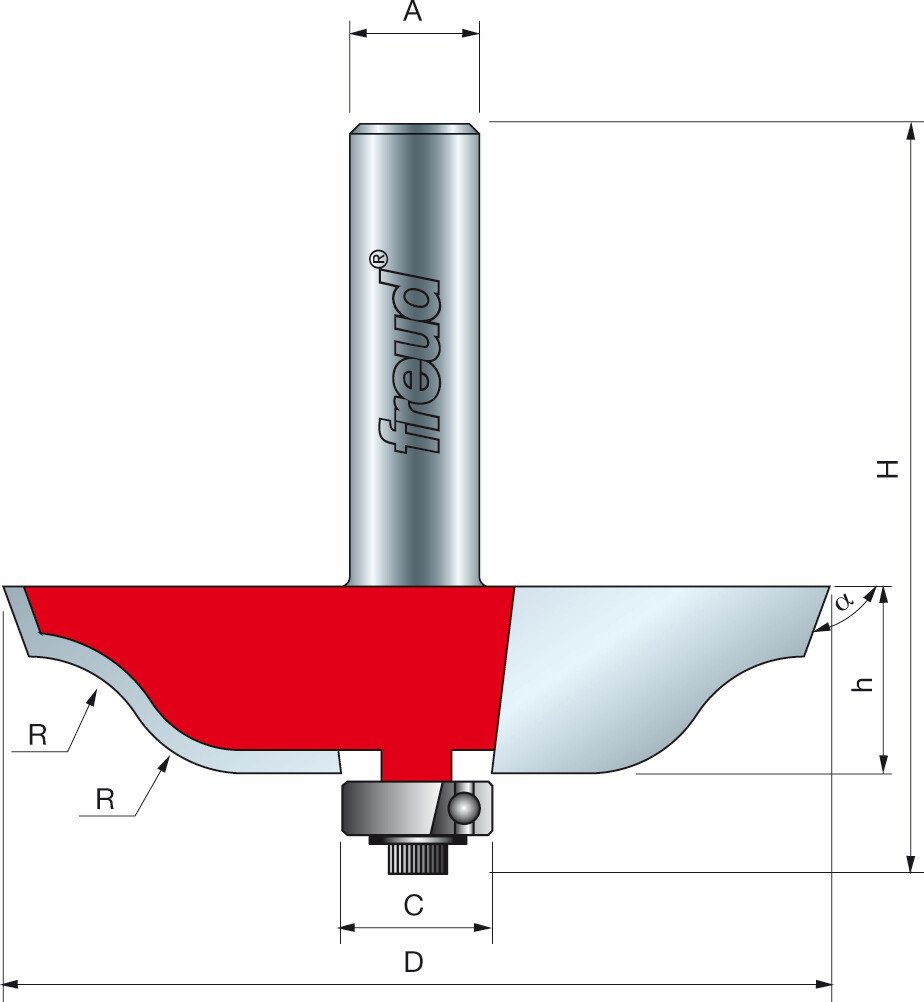 Freud 99-51350 69.9 ø x 16.3 x 12.7mm 2 + 2 Raised Panel Bit 1/2 Shank