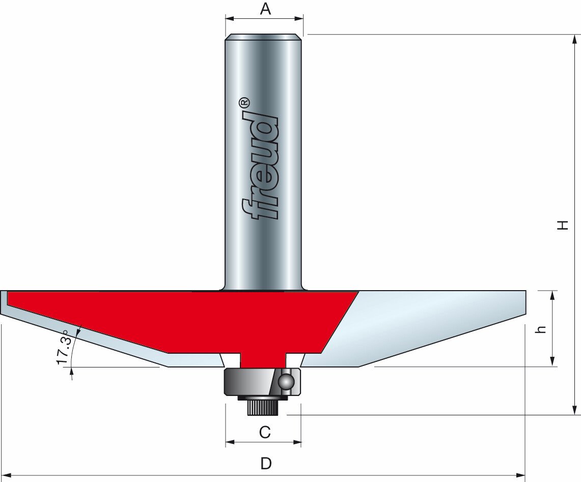 Freud 99-51650 88.9 ø x 16.3 x 12.7mm 2 + 2 Raised Panel Bit 1/2 Shank