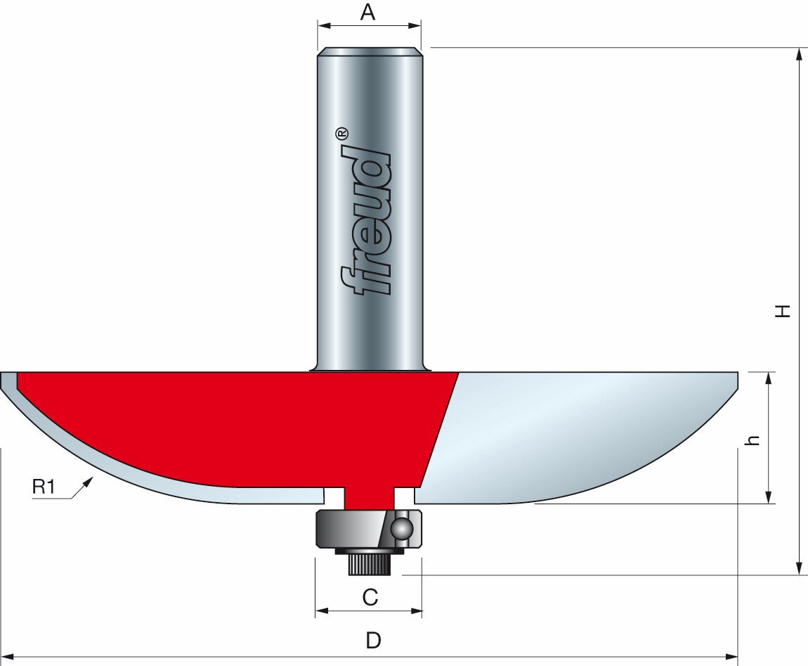 Freud 99-51850 88.9 ø x 16.3 x 12.7mm 2 + 2 Raised Panel Bit 1/2 Shank