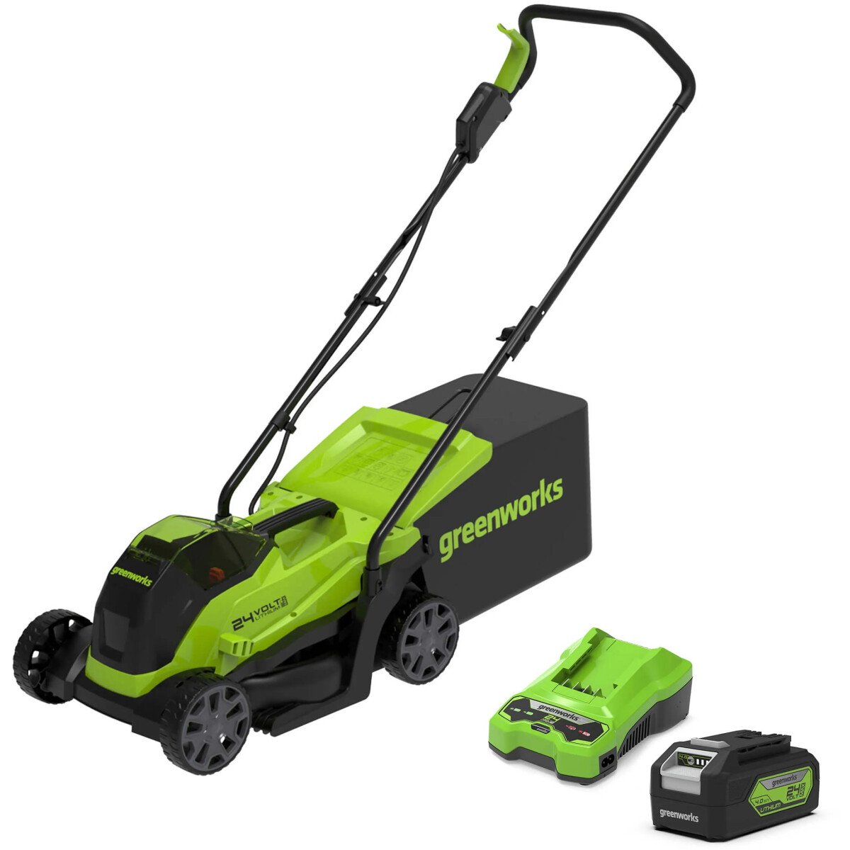 Greenworks GWGD24LM33K2 24V 33cm Cordless Lawnmower with 2Ah