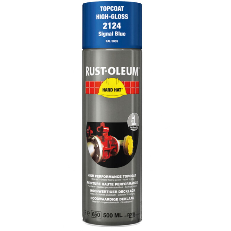 Rustoleum Hard Hat 2124 Signal Blue RAL5005 Topcoat 500ml Aerosol Spray Paint (Carton of 6)