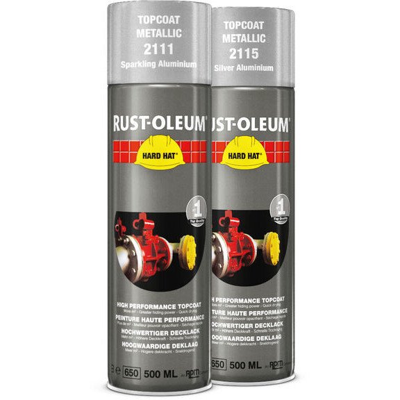 Rustoleum 2100 Metallic Hard Hat Topcoat 500ml Aerosol Spray Paint - Stainless Steel