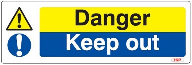 JSP HBJ071-000-000 Rigid Plastic "Danger Keep Out" Safety Sign 600x200mm