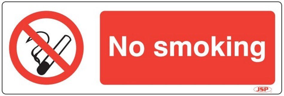 JSP HBJ101-000-000 Rigid Plastic "No Smoking" Safety Sign 600x200mm