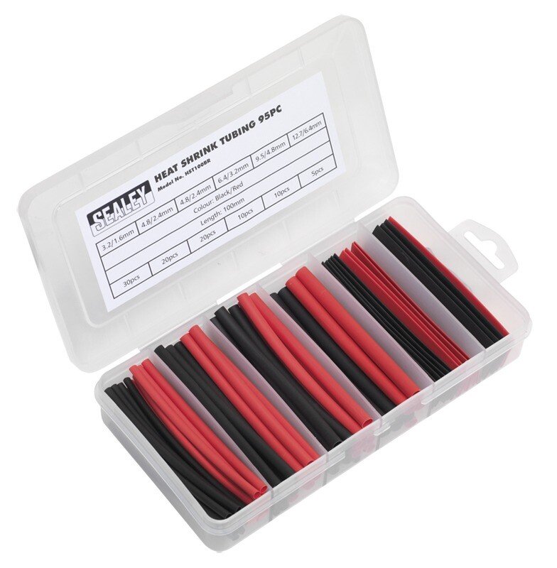 Sealey HST100BR Heat Shrink Tubing Black & Red 100mm 95pc