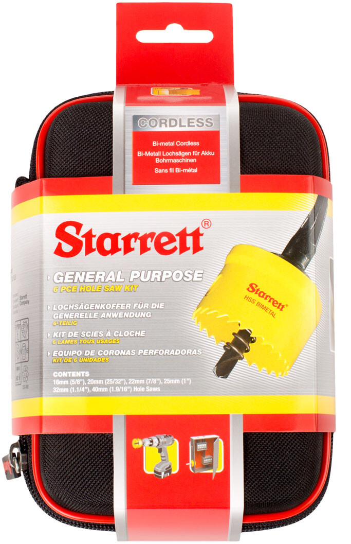 Starrett KCS06001 6 Piece Cordless Smooth Cut Bi-Metal Holesaw Kit
