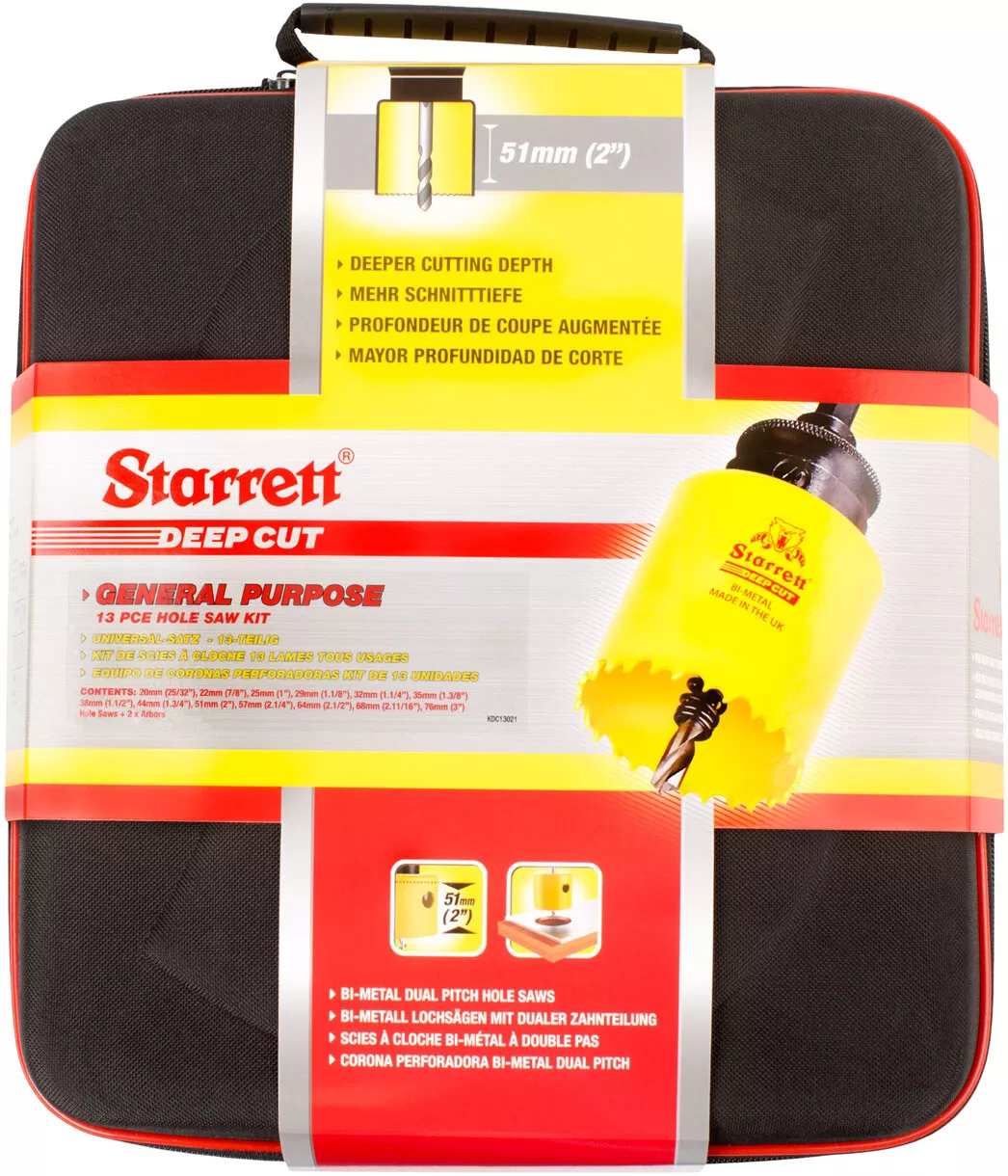 Starrett KDC13021 13 Piece Universal Deep Cut Bi-Metal Holesaw Kit