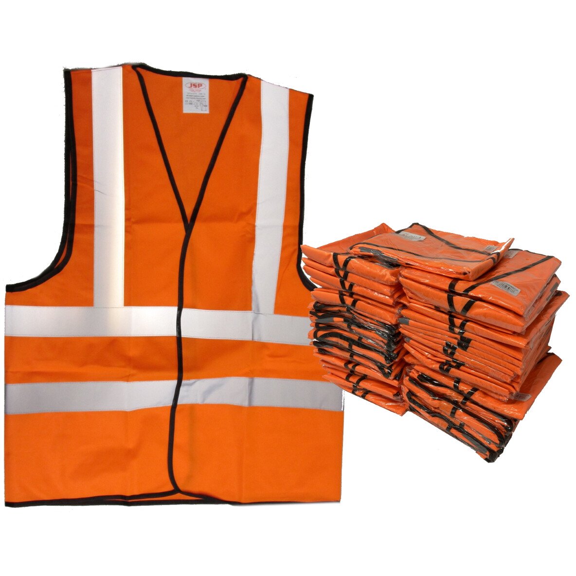 JSP Bulk Pack x 50 Hi Vis Orange Waistcoat Vest EN471.2 (Extra-Large Only)