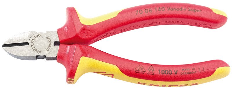 Knipex 70 08 140UKSBE 140mm VDE Fully Insulated Diagonal Side Cutters 31925