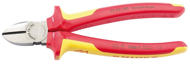 Knipex 70 08 180UKSBE 180mm VDE Fully Insulated Diagonal Side Cutters 32021