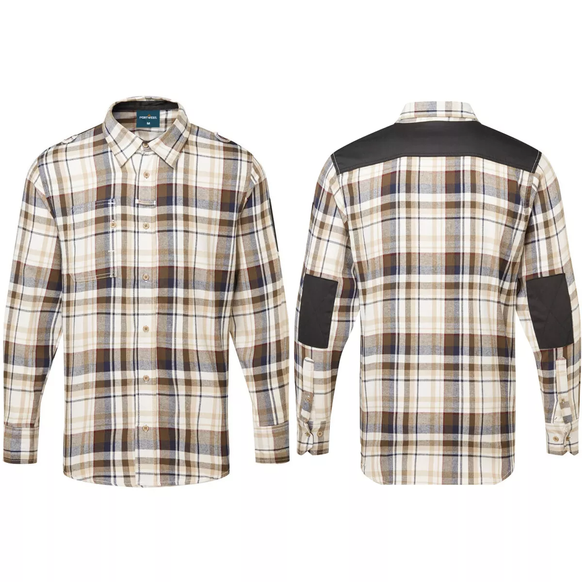 Portwest KX370 KX3 Check Work Shirt - Brown - Chest L (42"-44")
