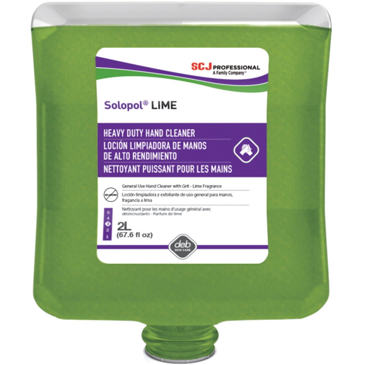 Deb LIM2LT Solopol® Lime Medium-Heavy Duty Hand Wash Cartridge Carton of 4 x 2L