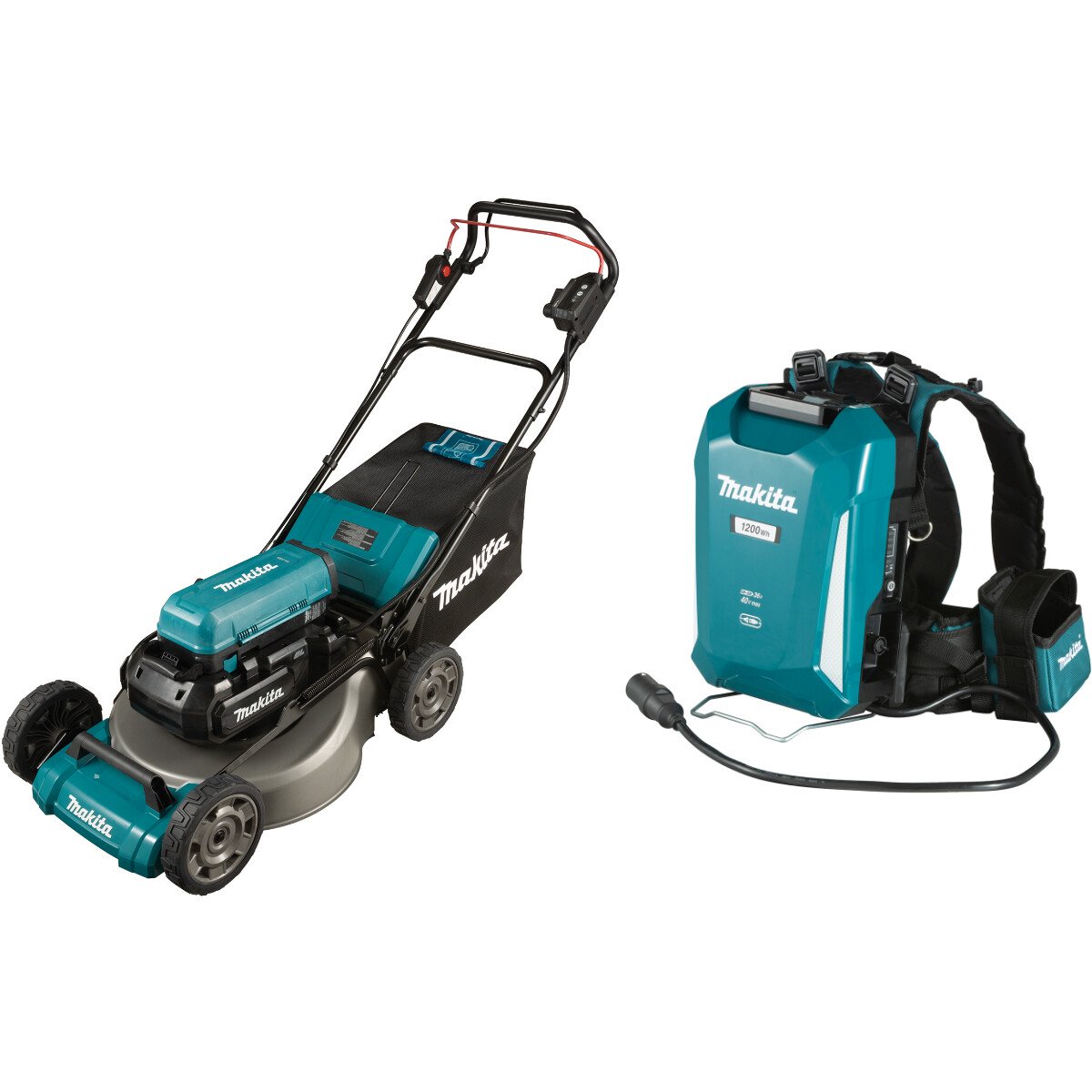 Makita LM001CX3 36v Brushless Lawnmower 48cm with Portable 33.5Ah Back Pack Battery