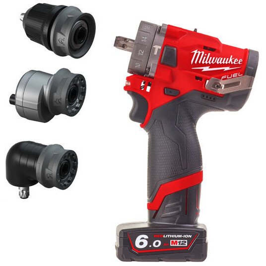 Milwaukee M12FPDXKIT-602X 12V Combi Drill with 2x  6.0Ah Batteries
