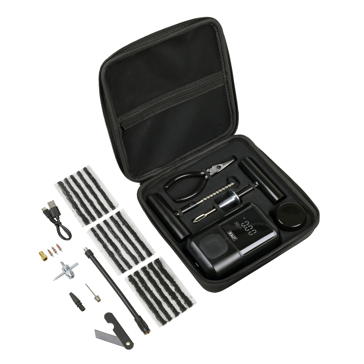 Sealey MAC24 Temporary Puncture Repair Kit & Rechargeable Tyre Inflator
