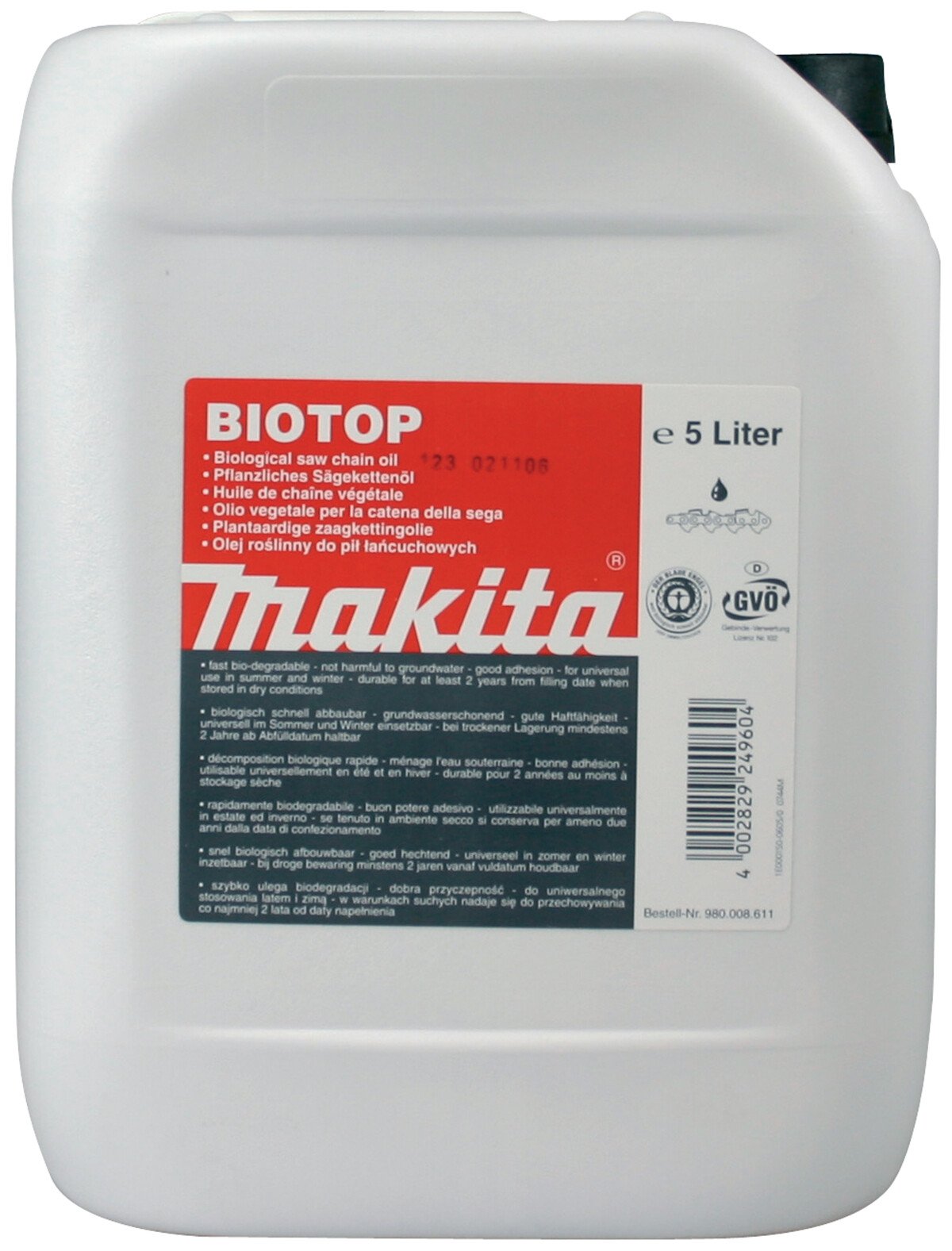 Makita 980008611 Bio-top chain oil 5 Ltr 980008611