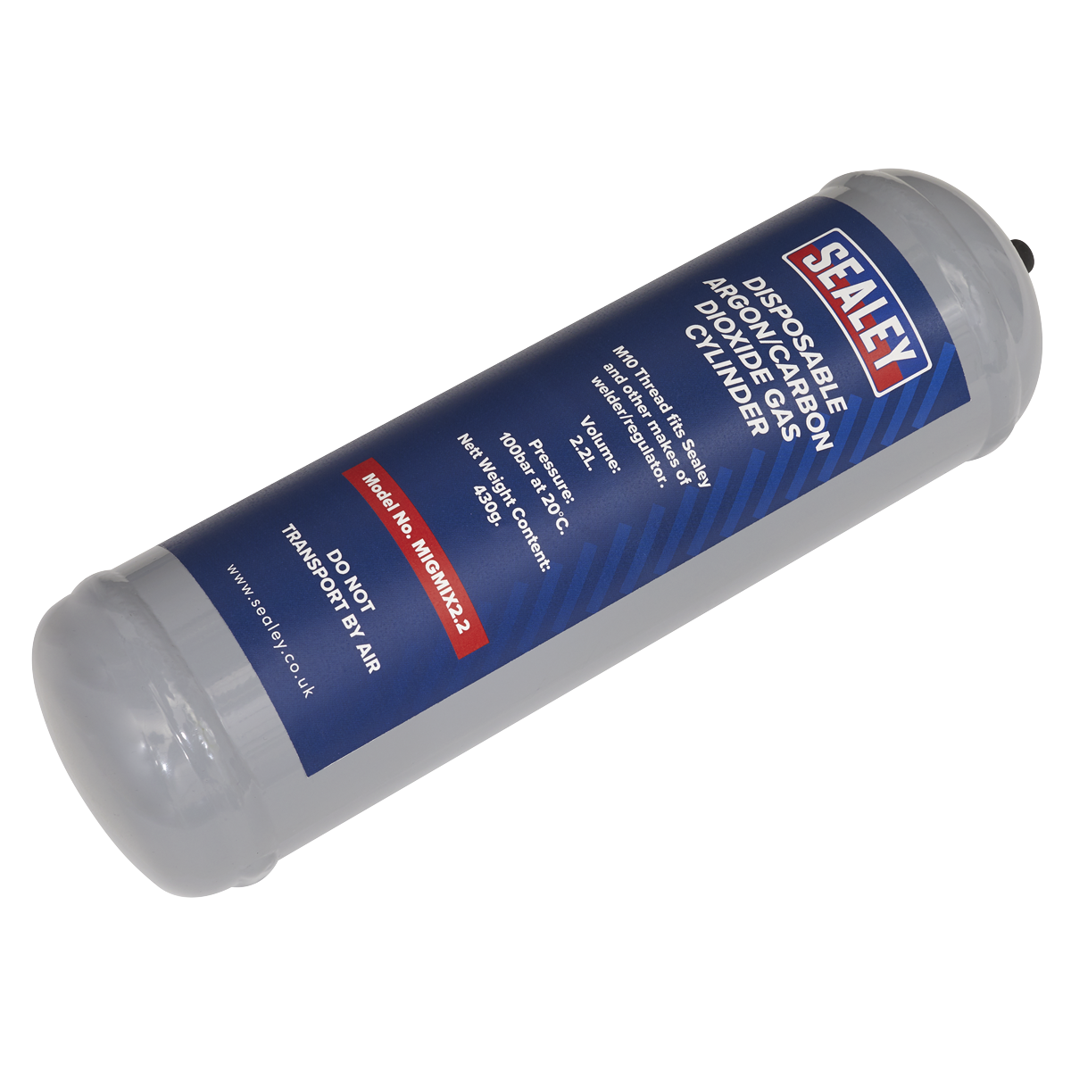 Sealey MIGMIX2.2 430g Disposable Argon/Carbon Dioxide Gas Cylinder