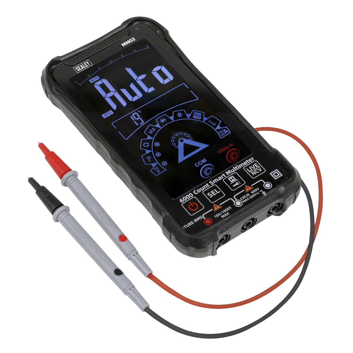 Sealey MM03 Touchscreen Rechargeable Auto-Ranging Digital Smart Multimeter 10-Function