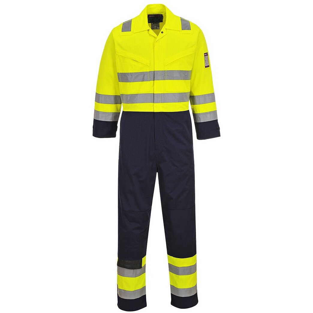 Portwest MV28 Tall Hi-Vis Modaflame™ Coverall Flame Resistant - Yellow/Navy - Portwest Chest L (42"-44")