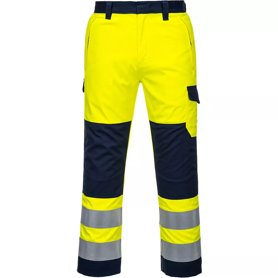 Portwest MV46 Hi-Vis Modaflame Trouser Flame Resistant - REGULAR Leg Length - Yellow/Navy